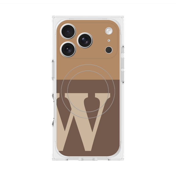 プレミアムスクエアケース with MagSafe［ オリジナル - initial two tone - W brown ］