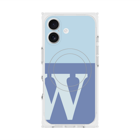 プレミアムスクエアケース with MagSafe［ オリジナル - initial two tone - W blue ］