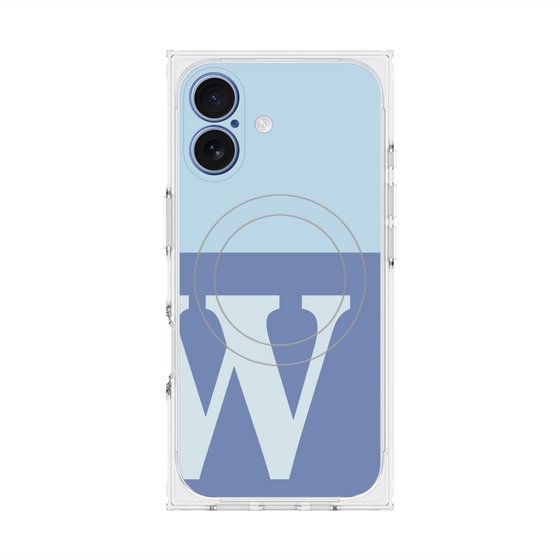 プレミアムスクエアケース with MagSafe［ オリジナル - initial two tone - W blue ］