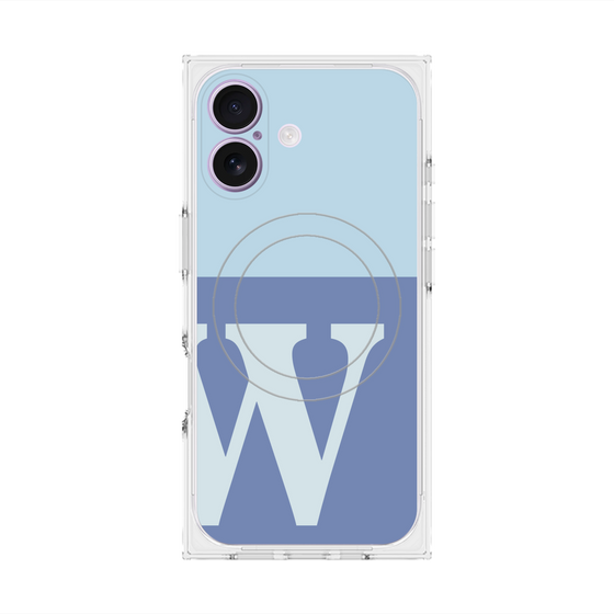 プレミアムスクエアケース with MagSafe［ オリジナル - initial two tone - W blue ］