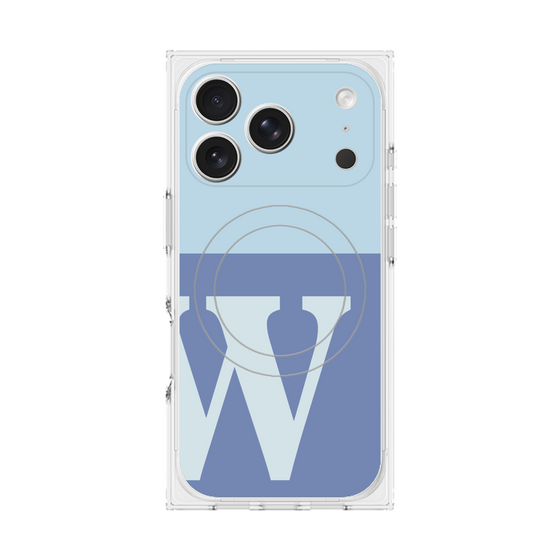 プレミアムスクエアケース with MagSafe［ オリジナル - initial two tone - W blue ］