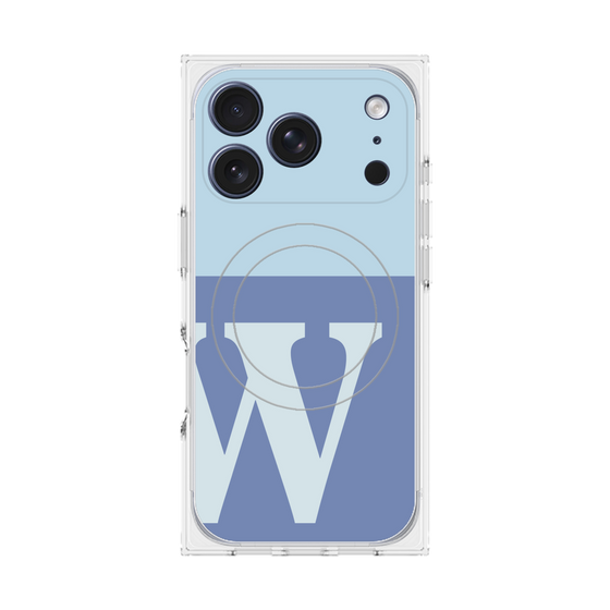 プレミアムスクエアケース with MagSafe［ オリジナル - initial two tone - W blue ］