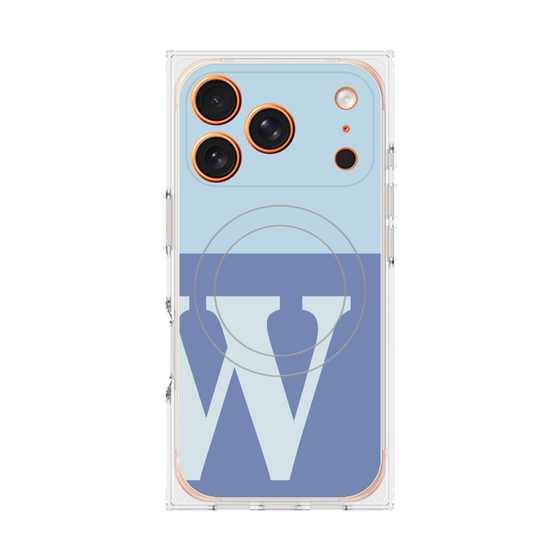 プレミアムスクエアケース with MagSafe［ オリジナル - initial two tone - W blue ］