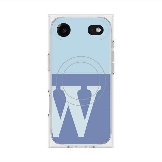 プレミアムスクエアケース with MagSafe［ オリジナル - initial two tone - W blue ］
