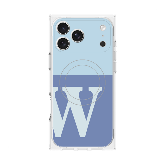 プレミアムスクエアケース with MagSafe［ オリジナル - initial two tone - W blue ］
