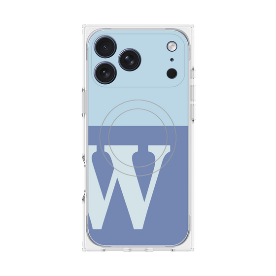 プレミアムスクエアケース with MagSafe［ オリジナル - initial two tone - W blue ］