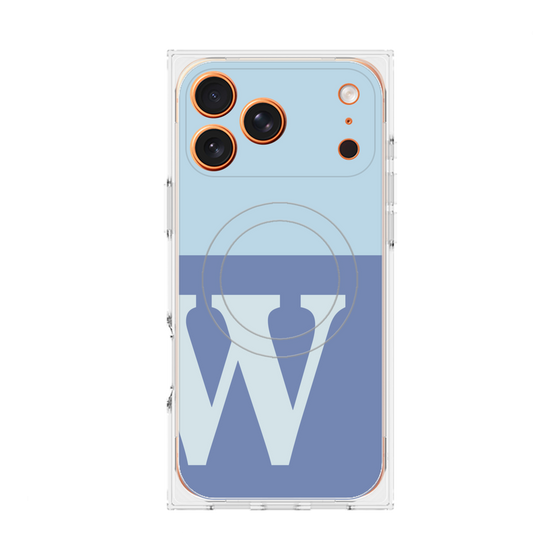 プレミアムスクエアケース with MagSafe［ オリジナル - initial two tone - W blue ］