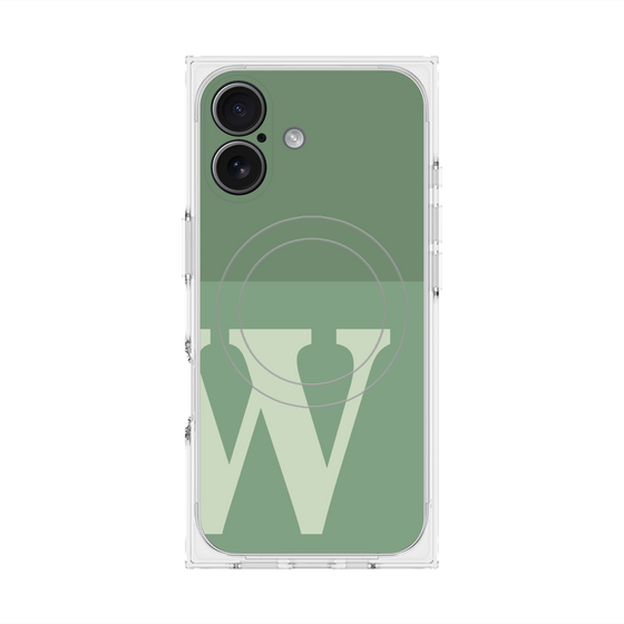 プレミアムスクエアケース with MagSafe［ オリジナル - initial two tone - W green ］