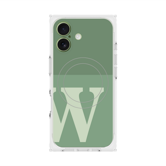 プレミアムスクエアケース with MagSafe［ オリジナル - initial two tone - W green ］