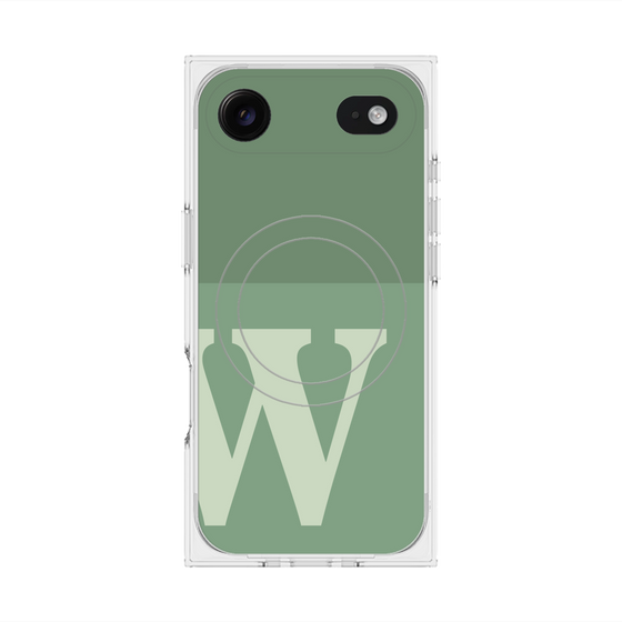 プレミアムスクエアケース with MagSafe［ オリジナル - initial two tone - W green ］