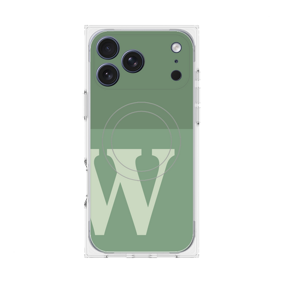 プレミアムスクエアケース with MagSafe［ オリジナル - initial two tone - W green ］