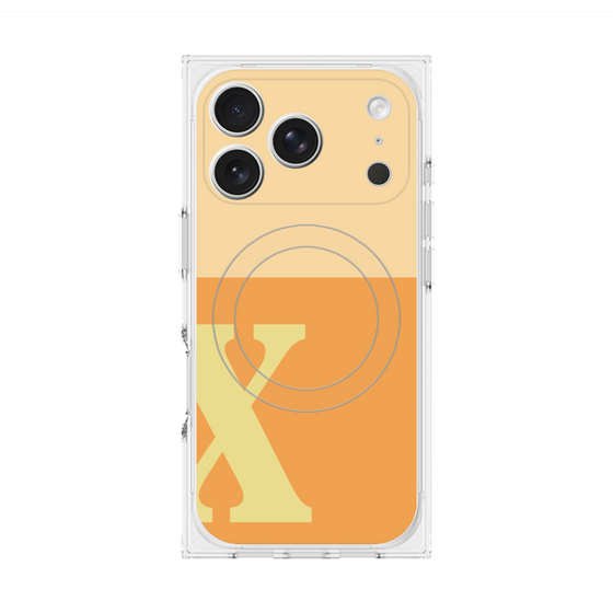 プレミアムスクエアケース with MagSafe［ オリジナル - initial two tone - X orange ］