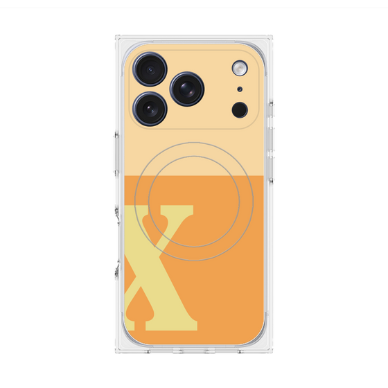 プレミアムスクエアケース with MagSafe［ オリジナル - initial two tone - X orange ］