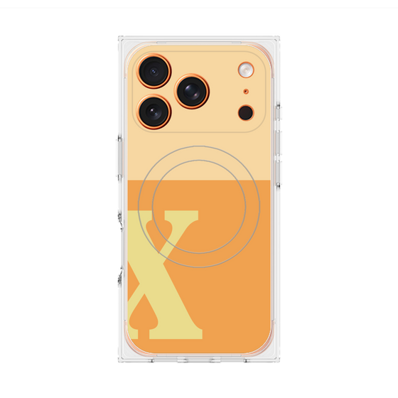 プレミアムスクエアケース with MagSafe［ オリジナル - initial two tone - X orange ］