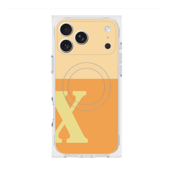 プレミアムスクエアケース with MagSafe［ オリジナル - initial two tone - X orange ］