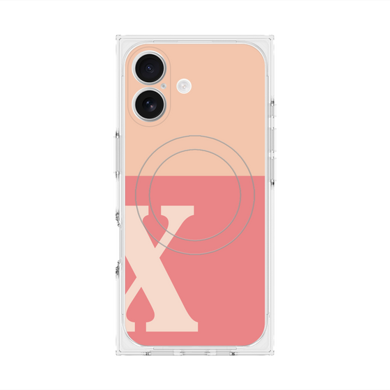 プレミアムスクエアケース with MagSafe［ オリジナル - initial two tone - X pink ］
