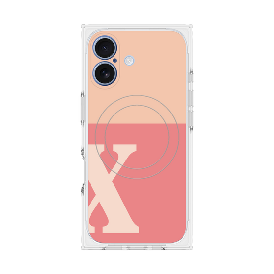 プレミアムスクエアケース with MagSafe［ オリジナル - initial two tone - X pink ］