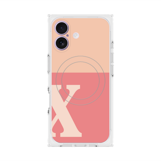 プレミアムスクエアケース with MagSafe［ オリジナル - initial two tone - X pink ］