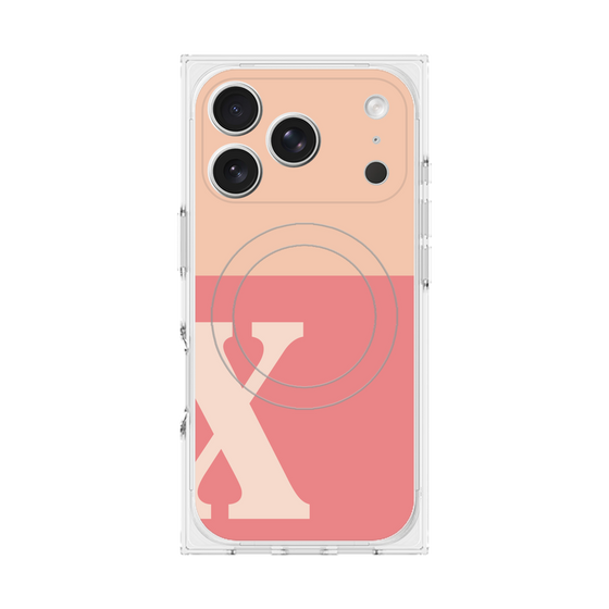 プレミアムスクエアケース with MagSafe［ オリジナル - initial two tone - X pink ］