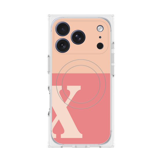 プレミアムスクエアケース with MagSafe［ オリジナル - initial two tone - X pink ］