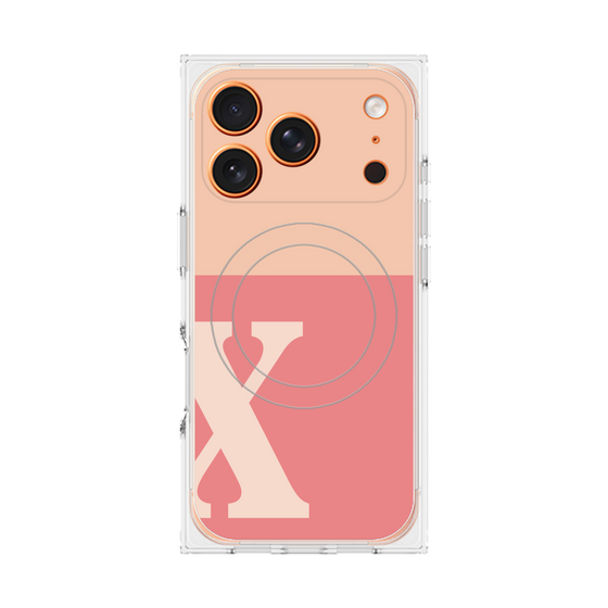 プレミアムスクエアケース with MagSafe［ オリジナル - initial two tone - X pink ］