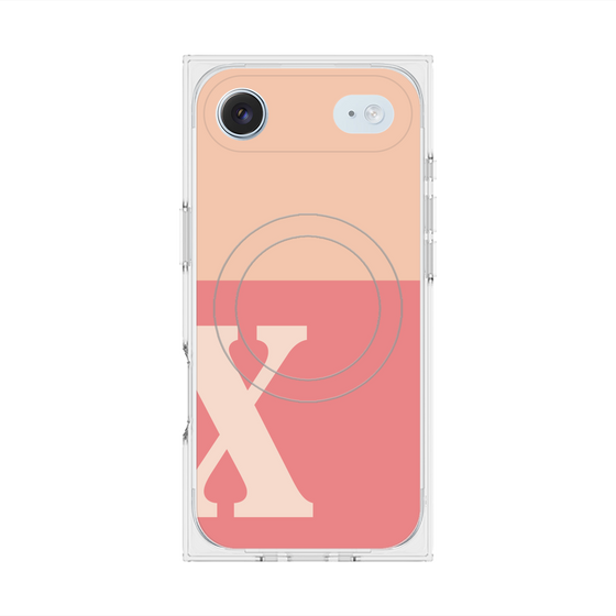 プレミアムスクエアケース with MagSafe［ オリジナル - initial two tone - X pink ］