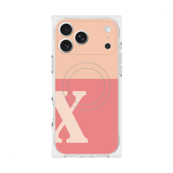 プレミアムスクエアケース with MagSafe［ オリジナル - initial two tone - X pink ］