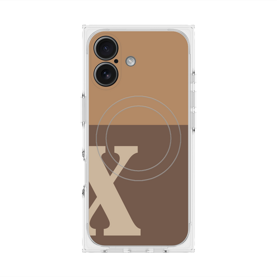 プレミアムスクエアケース with MagSafe［ オリジナル - initial two tone - X brown ］