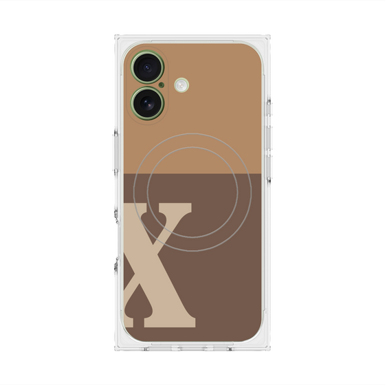 プレミアムスクエアケース with MagSafe［ オリジナル - initial two tone - X brown ］