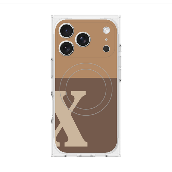 プレミアムスクエアケース with MagSafe［ オリジナル - initial two tone - X brown ］