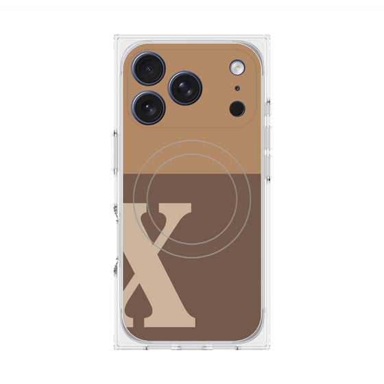プレミアムスクエアケース with MagSafe［ オリジナル - initial two tone - X brown ］