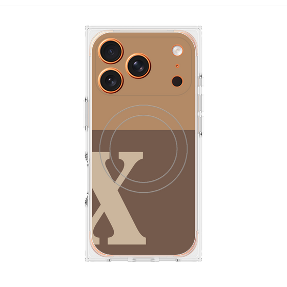 プレミアムスクエアケース with MagSafe［ オリジナル - initial two tone - X brown ］
