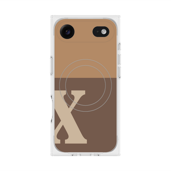 プレミアムスクエアケース with MagSafe［ オリジナル - initial two tone - X brown ］