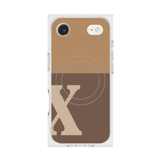 プレミアムスクエアケース with MagSafe［ オリジナル - initial two tone - X brown ］