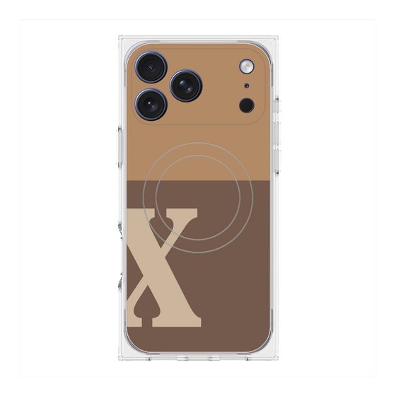 プレミアムスクエアケース with MagSafe［ オリジナル - initial two tone - X brown ］