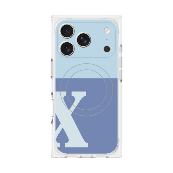 プレミアムスクエアケース with MagSafe［ オリジナル - initial two tone - X blue ］