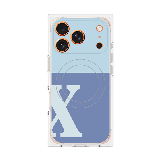 プレミアムスクエアケース with MagSafe［ オリジナル - initial two tone - X blue ］