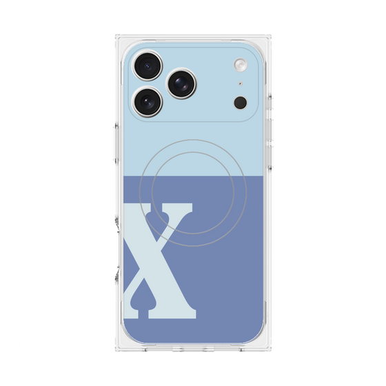 プレミアムスクエアケース with MagSafe［ オリジナル - initial two tone - X blue ］