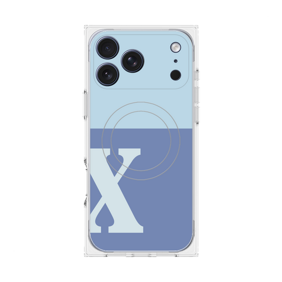 プレミアムスクエアケース with MagSafe［ オリジナル - initial two tone - X blue ］