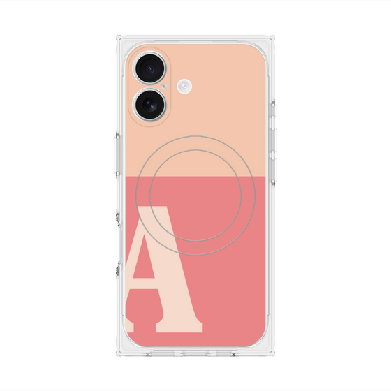 プレミアムスクエアケース with MagSafe［ オリジナル - initial two tone - A pink ］