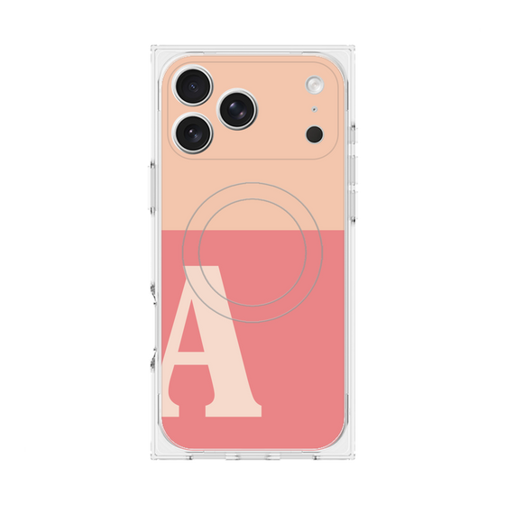 プレミアムスクエアケース with MagSafe［ オリジナル - initial two tone - A pink ］