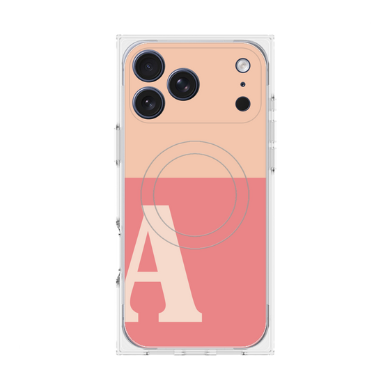 プレミアムスクエアケース with MagSafe［ オリジナル - initial two tone - A pink ］