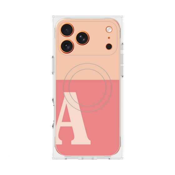 プレミアムスクエアケース with MagSafe［ オリジナル - initial two tone - A pink ］