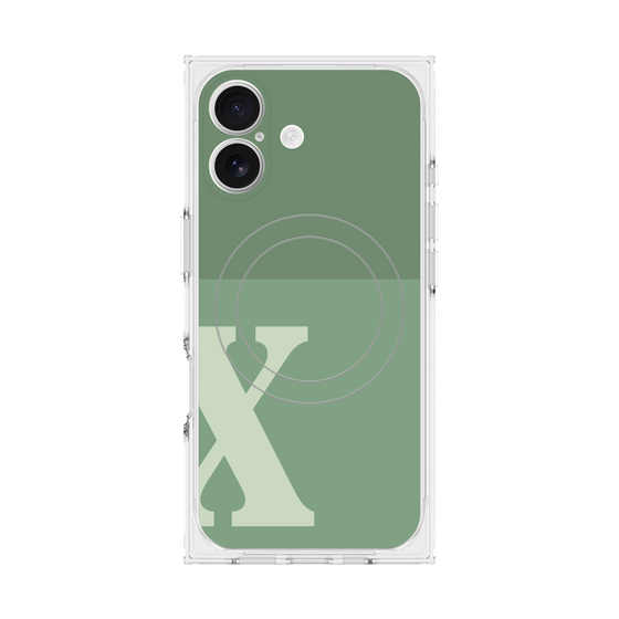 プレミアムスクエアケース with MagSafe［ オリジナル - initial two tone - X green ］