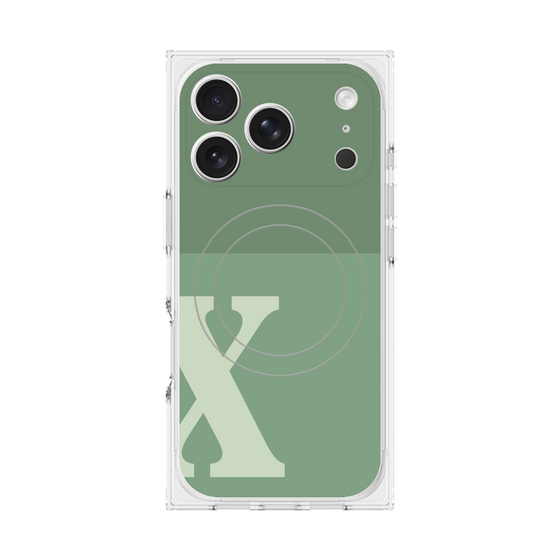 プレミアムスクエアケース with MagSafe［ オリジナル - initial two tone - X green ］