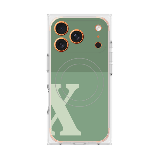 プレミアムスクエアケース with MagSafe［ オリジナル - initial two tone - X green ］