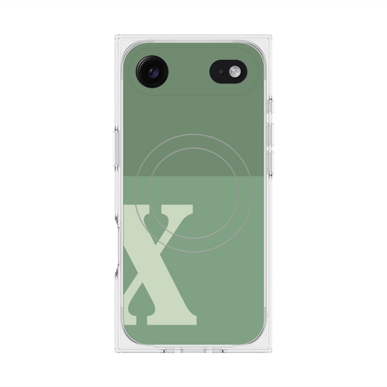 プレミアムスクエアケース with MagSafe［ オリジナル - initial two tone - X green ］