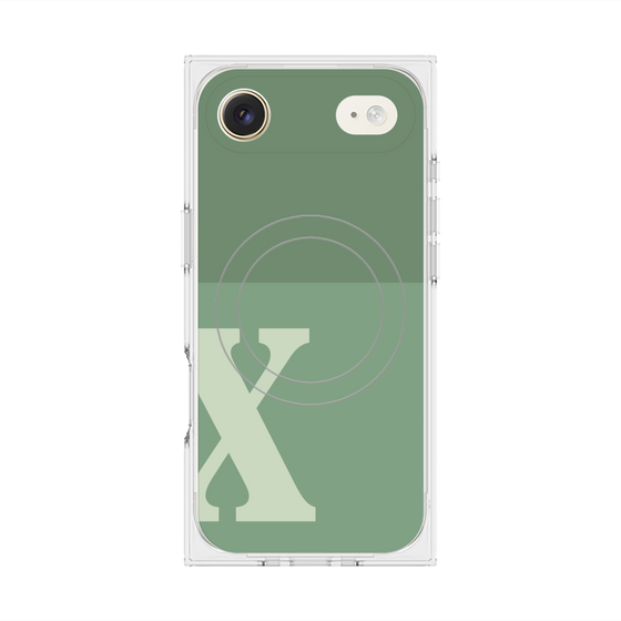プレミアムスクエアケース with MagSafe［ オリジナル - initial two tone - X green ］