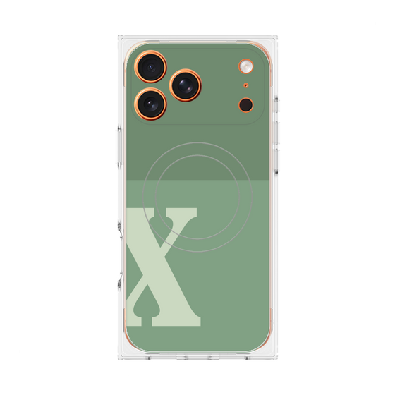 プレミアムスクエアケース with MagSafe［ オリジナル - initial two tone - X green ］