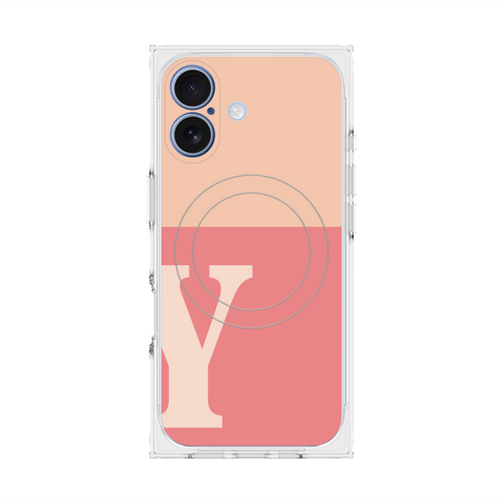 プレミアムスクエアケース with MagSafe［ オリジナル - initial two tone - Y pink ］